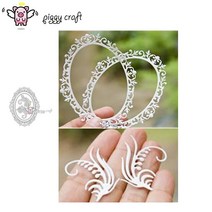 모양틀 다이컷 piggy craft 금속 절단 금형 꽃 덩굴 타원형 프레임 스크랩북 종이 공예 칼 금형 블레이드 펀치 스텐실, b-251