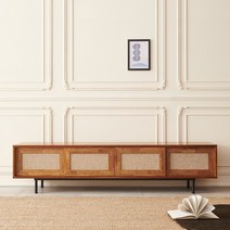 원목 라탄 낮은 거실장 TV 다이 티비장 선반 수납장 장식장, 아로하 2000슬라이딩낮은거실장