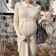 (허리끈SET) 라벨리 4컬러 골지 맥시 롱원피스 주수 만삭사진 임산부 임부복 하객룩