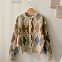 키메라제이 포근 아가일 니트 가디건 4color