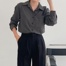 셀러허브(잡화) 여자 가을 공대생 윈도 체크 카라넥 포켓 셔츠