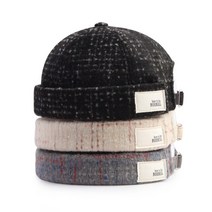 스타일자키 모던한 체크 울소재 와치캡