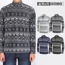 [이지바이] 남성 겨울용 눈꽃패턴 프리미엄 기모 플리스 등산 아웃도어 티셔츠