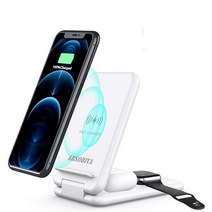 ARSOBIYA 3IN1 애플 워치 고속 무선 충전기 스탠드+폴더블, WC7007 화이트