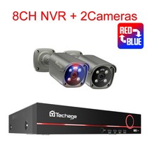 업무용 Techage-4K 보안 카메라 시스템 울트라 HD 8MP POE NVR 양방향 오디오 얼굴 감지 컬러 나이트 비전, 01 8CH NVR 2PCS Camera_04 3T