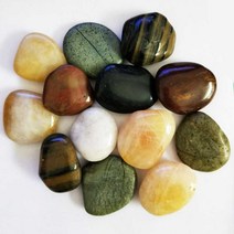 우화석 고광택 천연 큰 돌 마당 조경 컬러원석, 부티크 혼합 색상 2-4 cm (600g)