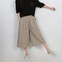 이젠 여성 린넨 밴딩 와이드 7부팬츠 반바지