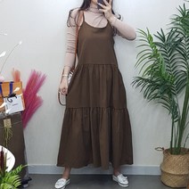 제이후 어깨 끈 나시 코튼 캉캉 플레어 맥시 레이어드 뷔스티에 롱 원피스