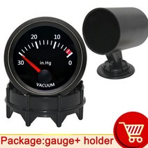 HD 52mm 진공 게이지 0-30 인치 Hg 측정기 LED 미터 자동차 가솔린 엔진 체크 압력 휠 펌핑, with gauge cup