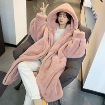 인조밍크 루즈핏 후드 롱 페이크퍼코트 겨울 2022