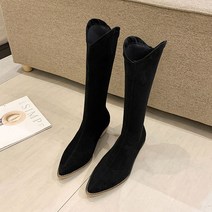 블랙워커힐 인싸템 라이더 무릎을 넘지 않다 여자 여성 클래식 슬림 하이힐 청키 데님 롱부츠 웨스턴 791779118