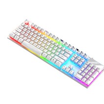 키보드 게임 유선 컴퓨터 기계식 백라이트 레인보우 글로우 방수 백라이트 데스크탑 다채로운 인터페이스 존재, White
