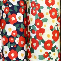 동백꽃 패턴 천 2color, 화이트, 옵션선택_화이트