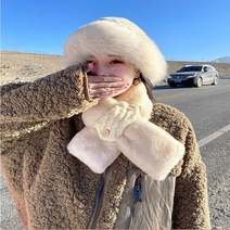 부드러운 쁘티 퍼머플러 기모 발열 보온 여성목도리 퍼플러선물 겨울 밍크 털 짧은 숏 니트