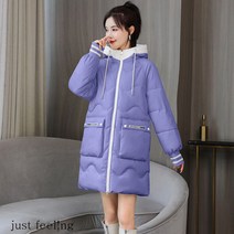 just feel!ng 여학생 야상 패딩 오버핏 후드점퍼 겨울 따뜻한 투톤 롱코트 세일상품