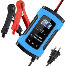 자동차 배터리 충전기 12V 6A 완전 전원 펄스 수리 습식 및 건식 납산 디지털 LCD 디스플레이, 02 Blue EU Plug