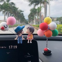 디아픽 홈 차량 인테리어 미니 장식 커플 인형 세트, D.풍선든커플+풍선
