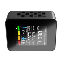 YSSHOP 주방 자동차 욕실 용 5-in-1 디지털 이산화탄소 감지기 CO2 측정기, 검은 색