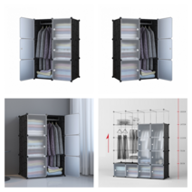 C2L DIY 선반 수납장 플라스틱 옷장 4칸 75X111 자취옷장 조립식옷장 옷장DIY 도어옷장 원룸옷장 DIY옷장 학생옷장