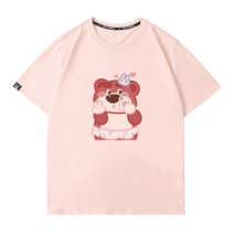 곰돌이 티셔츠 순면 반팔 루즈핏 남녀공용 여름 라운드 티셔츠 상의 와이드 컴포트 100% 순면