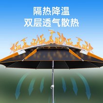 낚시 파라솔 야외 새로운 워킹 스틱 우산 범용 대형 두꺼운 검은 플라스틱 방수 태양 보호, [01] [360도 이중조절, 폭우, 강풍 방지 강화]