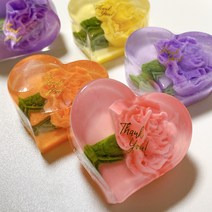 데일리온 하트 카네이션비누 꽃비누 답례품 어버이날 스승의날, 코랄, 1구
