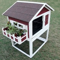 반려토끼 토끼집 토끼장 우드 원목 나무장 특대형 닭장 애완용 통나무장 나무 다람쥐장, 레이크 그린 96.5x77x116.5cm