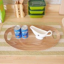 타원형 손잡이 우드 트레이/나무쟁반 원목트레이 접시, 1개