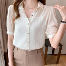 상쾌한 외출 직장인 시원한 반팔 캐쥬얼 모던 블라우스 데일리 3월~8월 여성의류
