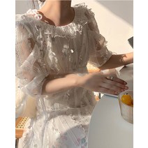 바스락 원피스 바스락롱원피스 여름원피스 여셩원피스 코 맞춤 여성복 풀하우스 원피스 v넥 스커트 화이트 a라인 레이스
