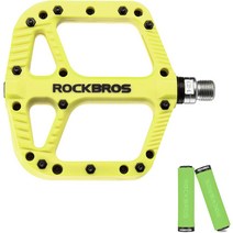ROCKBROS 산악 자전거 페달 나일론 복합 베어링 9/16 MTB 페달 (형광 그린), 기본, 1개