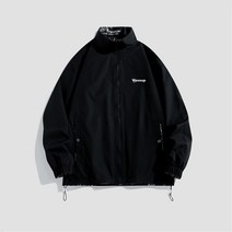 WASSUP PLANET 양면 착용 재킷 봄과 가을 재킷 남성과 여성의 스탠드 칼라 탑 커플 일본 느슨한