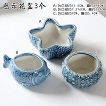 초미니 리톱스 아악무 사무실 홈 작은 귀여운 다육이 화분 만손초 다육 도자기 식물, 유성어 세 개, 작다