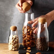 코르크마개 슬림 유리병 유리우유병 견과류유리병, 700ml