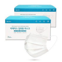 일회용 중형마스크 100매 비말차단 덴탈/비에이스, 화이트(중형 100매)