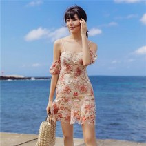 러브플로럴 해변 휴가지 휴양지 허니문 미니 원피스