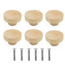 자개농 원목 고가구 6Pcs 30 35 40 45mm 등나무 드레서 손잡이 라운드 나무 서랍 위커 짠 나사 가구, 02 Wooden 6Pcs