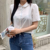 [천삼백케이] [겟잇미] 러누롱 봄 라인 배색 반팔 블라우스