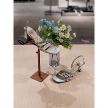 GOCCE 고세 여성 데일리 스퀘어 사선 큐빅장식 샌들 GLS2S087 실버 6CM