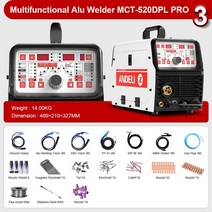 가정용용접기ANDELI 반자동 MIG 용접 기계 MCT-520DPL MIG/MAG TIG MMA 컷 콜드 5 in 1 다기능, 09 MCT-520DPL PRO P3