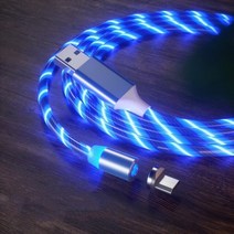 초고속 led 조명 충전 USB 케이블 RGB 케이블 흐르는 마그네틱 c, 파란색 2m, 마이크로