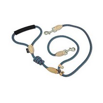 일본직발송 4. [ DOG Helios ]개 2마리 리드 중형견 대형견 (직경 12mm) 진짜 가죽 수제 2마리 펫 리드 일, 네이비
