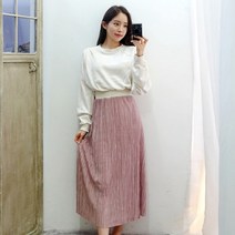 이힝 로맨틱 밴딩 플리츠 주름 긴팔 롱원피스
