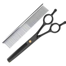 보라 반려동물 미용 가위, 18cm 블랙 틴닝가위