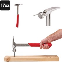 밀워키 17oz 자석부착 한손작업 장도리망치 목수용망치 미니오함마 못박기, 평면 페이스 해머 17oz