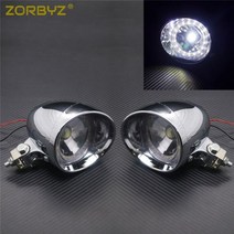 할리 데이비슨 안개등 ZORBYZ오토바이 LED 크롬 스팟 엔젤 헤드 램프 스크류 마운트 브래킷 포함 혼다 투어링 초퍼 커스텀, White Eye 2Pcs