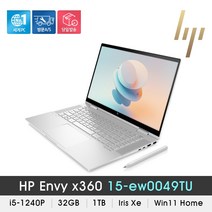 [당일발송] HP ENVY x360 15-ew0049TU / i5-1240P / 32GB / NVMe 1TB / OLED / 터치+펜 / Win11, WIN11 Home, 코어i5, 네츄럴 실버