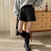 퍼니걸스 5861 데일리 밴딩 레자 누빔 반바지 팬츠 여성의류