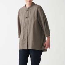 무인양품 MUJI 여성 워싱 포플린 매듭 단추 롱 셔츠 BCJ14ZZZ