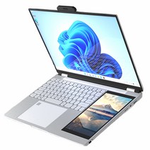 노트북 태블릿 일체형 가벼운 듀얼 모니터 셀러론 PC 15.6 인치 스크린 멀티 터치 휴대용 전자 노트 인강용 필기 탭 포토샵 그래픽 일러스트 드로잉 패드, 156-5105, Windows10 Windows11, 16GB, 2TB, 인텔 셀러론 N5105 스페이스 실버, 실버화이트
